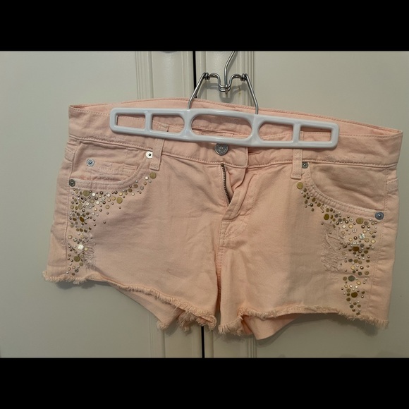7 for All Mankind Pink Denim Shorts - Picture 1 of 4